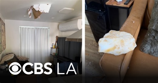 Large ice block crashes through homeowner's roof in Los Angeles County