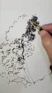 How to Draw a Tree with Ink Pen on Glazed Paper / Speed Art