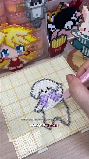 White Puppy PixieBeads Keychain 🐶 Cute Mini Bead Charm DIY