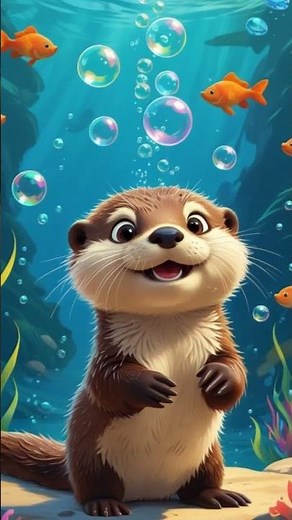 Adorable Otter Explores Ocean Colors | Relaxing Cartoon