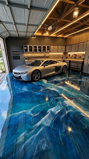 THIS GARAGE FLOOR IS INSANE 😱 Water Epoxy Floor Transformation #epoxyfloor #edit #epoxyflooring