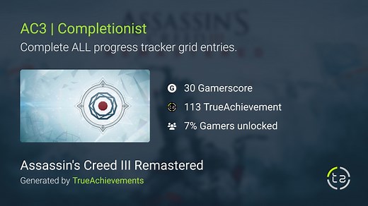AC3 | Completionist achievement in AC III Remastered