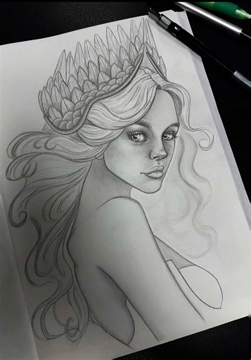 Does she give off Main Character or Villian?🤔 #drawingprocess #graphite #lady #face #arttok