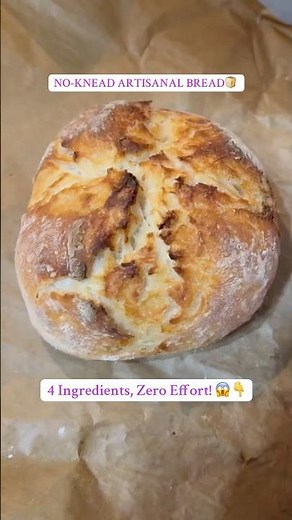 Homemade 4 Ingredient Artisanal Bread | No Knead | Vegan Dough Recipe| Baking Tutorial for Beginner