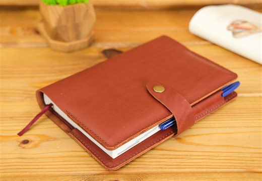 Leather Notebook Cover A5: Custom Color, Card Slots, Cover With Clasp - Etsy Australia