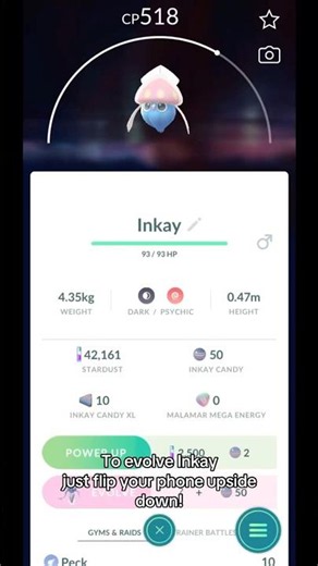 This is how you evolve Inkay into Malamar in Pokemon Go | Just flip your device upside down #pokemon