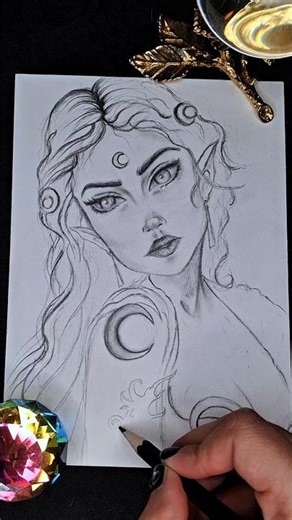 ✨️Sketch a Moon Goddess with me 🌙 #sketch #howtodraw #fantasyart