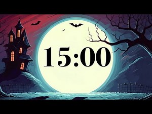 15 Minute Halloween Timer | Spooky Classroom Countdown with Fun Music, Full Moon, & Haunted House