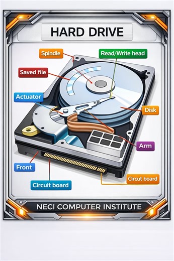 Hard Drive Part Name 📛📛 explain #education #computer #window #mouse #CPU #windows #Microsoft | NECI Computer Institute