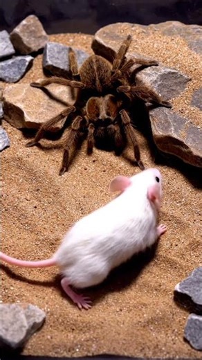 Giant Huntsman Spider vs Mouse in Desert Terrarium 🕷️🐭