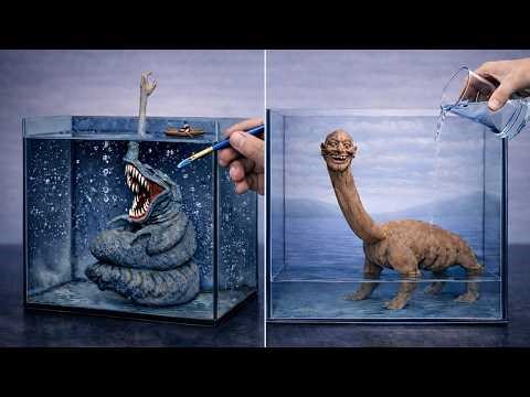 Making Sea Hand Monster & Human Head Sea Monster Sculptures Timelapse