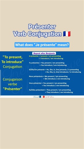 French Verb Conjugation: PRÉSENTER 🇫🇷 | What does ‘Je présente’ mean? & Pronunciation 🗣