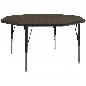 Correll 48" Octagon Walnut 19" - 29" Adjustable Height Thermal-Fused Laminate Top Activity Table