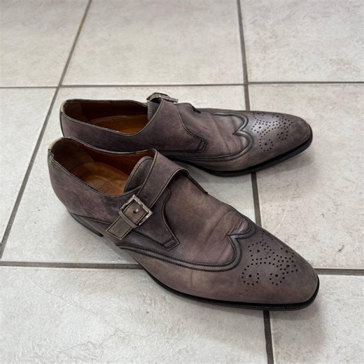 A.testoni Italian Leather Monk Strap Shoes Mens Brown Dress Shoes Made in Italy - Etsy