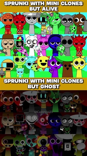 SPRUNKI WITH MINI CLONES BUT ALIVE 🆚 SPRUNKI WITH MINI CLONES BUT GHOST #sprunki #gameplay #games