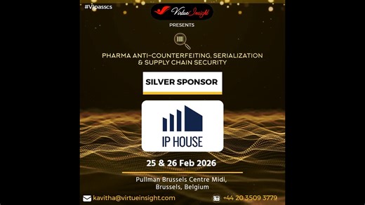 Virtue Insight Events Ltd on Instagram: "Welcome aboard, IP House! 👏 Proud to have you as a Silver Sponsor of #Pharma #AntiCounterfeiting, #Serialization & #SupplyChain Security 2026, joining industry leaders committed to safer medicines. https://lnkd.in/gEuqaUT4 Sponsor / Delegate Registration E-mail - kavitha@virtueinsight.co.in or Call - +44 20 3509 3779 For our upcoming conferences visit : https://linktr.ee/virtueinsight #VIpasscs #VIpacs #trackandtrace #traceability #supplychainsecurity #b