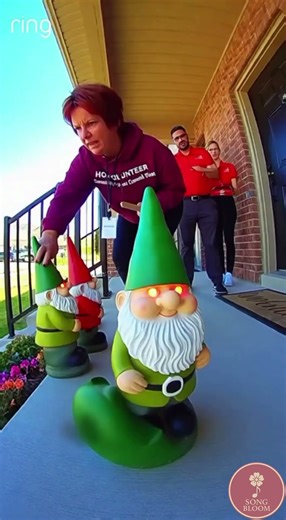 Gnome Fights Back at HOA Karen 😳🤣 (Caught on Ring Camera)