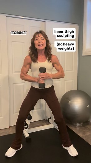 Certified Nutritionist and Fitness Coach on Instagram: "Here’s your inner thigh workout Do 3 sets, 10 reps each, circuit style, I’m using 8 lb dumbbells: 1️⃣ Sumo Squat Pulse Wide stance, toes out, dumbbell at chest. • Pulse low and feel that inner-thigh burn. 2️⃣ Standing Dumbbell Plie Heel Lift Wide plie squat, dumbbell at chest. • Lift heels slightly - slow, controlled. 3️⃣ Curtsy Lunges Step back and across, dumbbells at sides. • Chest tall, hips steady. 4️⃣ Lateral Lunges Step wide, hips ba