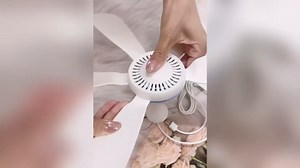 Collapsible Portable Ceiling Fan, USB Powered Small Ceiling Fan with DC Motor, Detachable Blades & 3 Speeds, Quiet Fan for Indoor Outdoor RV Dorm Camping Tent (Remote control timer, 3.5m/138in)