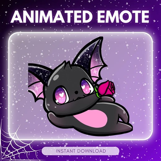 ANIMATED Emote Twitch & Discord - Adorable Black Bat Emote - Flirty Bat <3 (perfect for Streaming), Blowing Kisses and Rose Animated Emote - Etsy UK