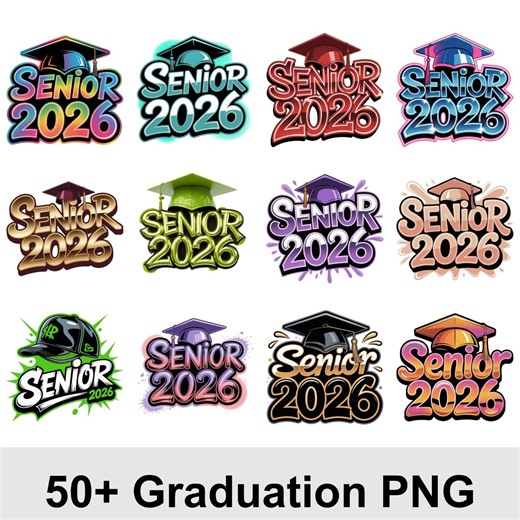 50  Graduation Clipart 2026 PNG Bundle | Senior Sublimation Designs | Graduate Clipart for Shirts & Mugs | Commercial Use Instant Download - Etsy