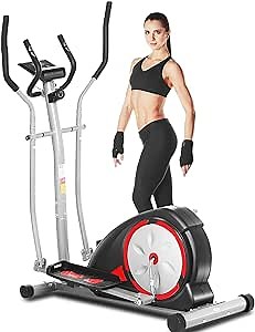 ANCHEER Elliptical Machine, Cross Trainer with Pulse Rate Grips and LCD Monitor,