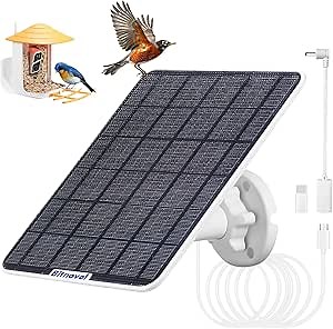 6W Solar Panel for Bird Feeder Camera - USB C Solar Panels Charger Match to Rechargeable Battary Powered Camera Outdoor Wireless, IP65 Ring Camera Solar with USB DC,9.8ft Cable 360° Swivel Bracket
