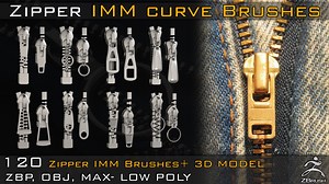 120 Zbrush Zipper IMM Curve Brushes   120 3d model- Low Poly (Obj, Max )