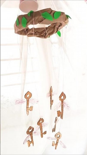 DIY Fairy Key Wind Chime | Aesthetic Budget Room Decor Idea ✨ #diy #roomdecoration #decoratingideas