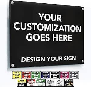 Custom Metal Outdoor Signs - Personalized Aluminum Business Signs, Waterproof, White Aluminum (Black, 30x24 In)