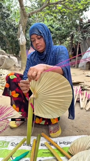 Eco-Friendly Making palm leaf fans. #youtubeshorts #works