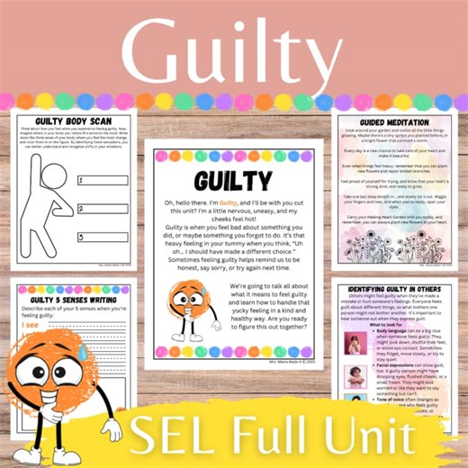 Guilty Social Emotional Learning Unit for Kinder-3rd Grade — Regulation Tools
