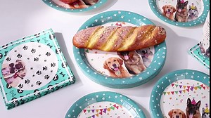 120 PCS Pet Dog Theme Party Supplies - Disposable Dogs Party Tableware for Kids Boys Birthday Includes Luncheon Dinner Dessert Plates Napkins Paper Cups Straws Serves 24 Guests