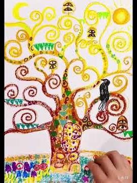 金色の水彩絵の具って楽しい！小学生でもでできる名画模写 #art #painting #watercolor