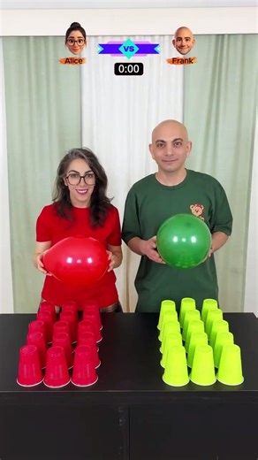 Balloon & Cup Challenge | Frank vs Alice, #Family Challenge #Shorts2026🎈🏆