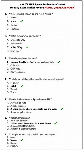 🚀 NASA NSS Space Settlement Contest 2026 | Model Questions 30 with Answers ✅ | #gkquiz #shorts