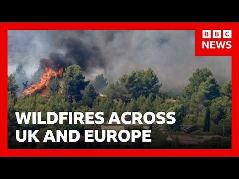 Wildfires burn in UK and Europe as heatwaves continue | BBC News