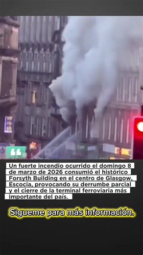 El fuego comenzó en una tienda de cigarrillos electrónicos (vapeo) situada en la planta baja del edificio comercial de cuatro pisos en Union Street. Las llamas provocaron el colapso de la icónica cúpula victoriana del inmueble y el derrumbe parcial de su estructura. Más de 60 bomberos trabajaron durante horas para controlar el siniestro. No se han reportado víctimas ni personas lesionadas hasta el momento. La estación, colindante al edificio incendiado, fue evacuada y permanece cerrada hasta nue