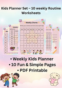 Kids Weekly Planner |children Routine Chart| 10-page |printable |PDF - Etsy