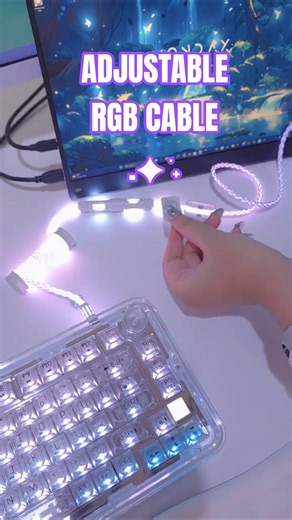 Changing my RGB PC Cable with me~ 🪽 Adjustable now ✨️🤍🫶 #pcgaming #pccable #rgb #cozyambience