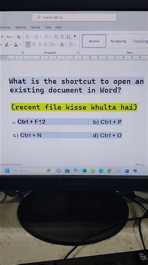 " How to open recent file in ms word 👇#shortcutkeys #beginners #shortvideo