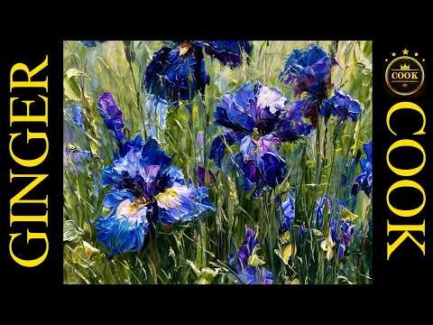 Palette Knife Purple Irises | An Acrylic Painting Beginner Lesson