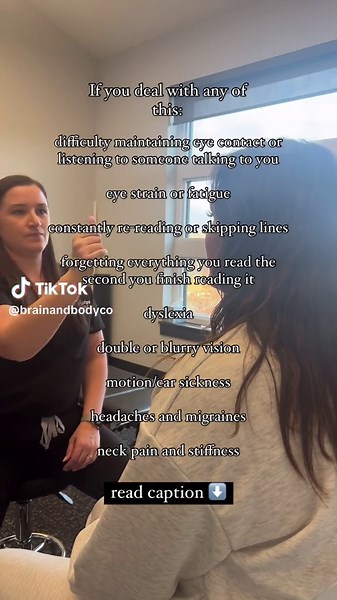 Do any (or all) of these symptoms look familiar to you? If so, let’s talk about oculomotor dysfunction 👀 Oculomotor dysfunction encompasses a range of issues affecting the control and coordination of eye movements (think oculo= eyes and motor=movement!) This can lead to difficulties in tracking moving objects, maintaining focus, or experiencing increased eye strain during visual tasks. While the common symptoms include double vision, blurred vision, and discomfort while reading or using screens