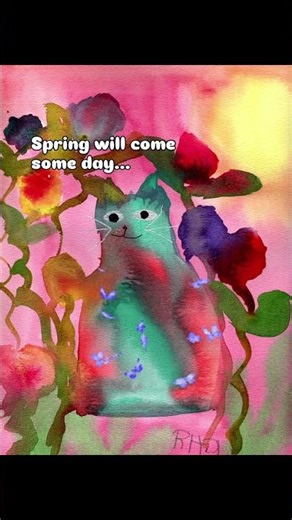 After surviving yet another snow day, Rita really did want to paint a picture about spring