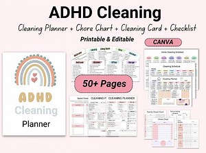 ADHD Cleaning Planner Bundle: Editable Home Cleaning Schedule (PDF) - Etsy