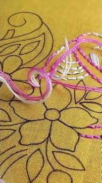 Elegant White & Pink Thread Embroidery Design 🤍 Simple Floral Border for Beginners #embroidery