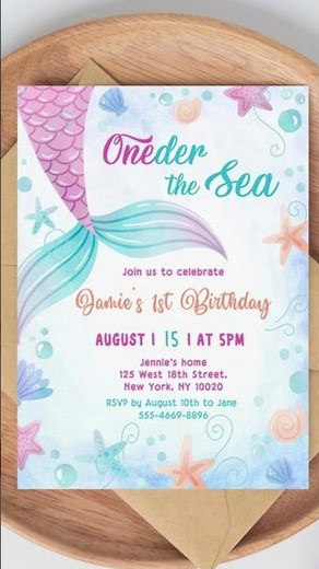 Magical Mermaid Birthday Invitation Template 🧜‍♀️ | Editable Canva Download | First Birthday Party