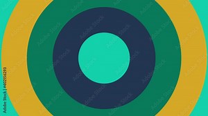 Zooming circles in trendy natural color palette variation. Simple geometric motion graphic background. Seamless animation with basic shapes