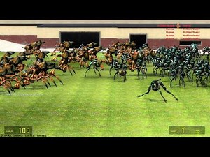 Antlion Guards vs Hunters (and a Strider for back-up) -- Garry's Mod NPC Battle #gmod #garrysmod