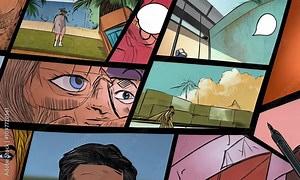 A vibrant collage of comic panels featuring diverse scenes, characters, and artistic styles.